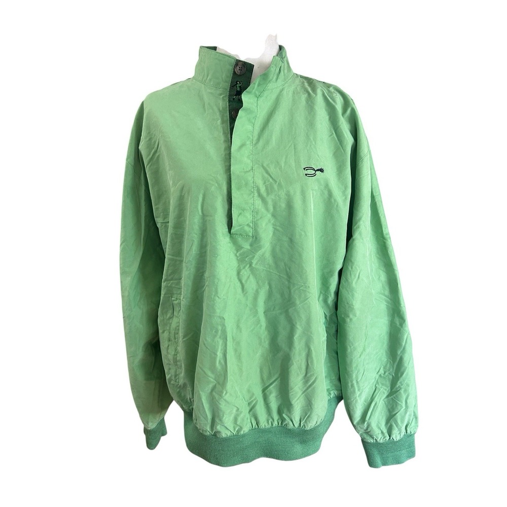 Bobby Jones Men's XL Green Silk Pullover Windbreaker Water Resistant Golf Jacket